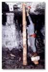 Miner putting up pillar